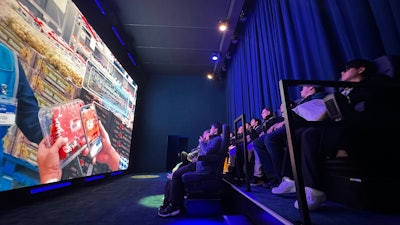 Walmart's massive activation, produced by LEO Events, was erected outside the Las Vegas Convention Center on its Central Plaza. The 50-by-140-foot tented structure spanned two floors and was an immersive experience designed to reflect what it's like to be at one of the company's distribution centers. At the end of the experience, visitors had the option to experience a 4D ride, where they followed a strawberry supply chain story. See more: Why Was Walmart at CES This Year? Inside Its Massive Activation at the Tech Trade Show