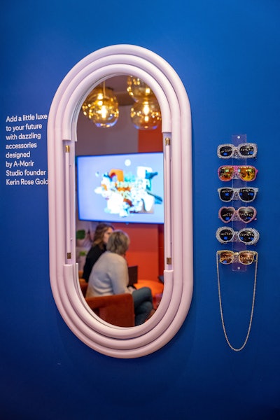 Rose Gold had her previous projects on display—including Lizzo’s bedazzled flute—and let guests try on a range of sunglasses for a fun selfie moment. Judy Lee, the head of global brand experiences and programs at Pinterest, said that “one of the inspirations for wanting to work with Kerin on this specific project is the bright colors, light, and shine” that’s often associated with Las Vegas, plus “how it influences fashion.” She continued: “I’ve been coming to CES for about 20 years, and one of the things I know is that a lot of my friends and colleagues that are in the industry are going to wear that special leopard print outfit or that special sparkle up. And so who better to sparkle up with?”